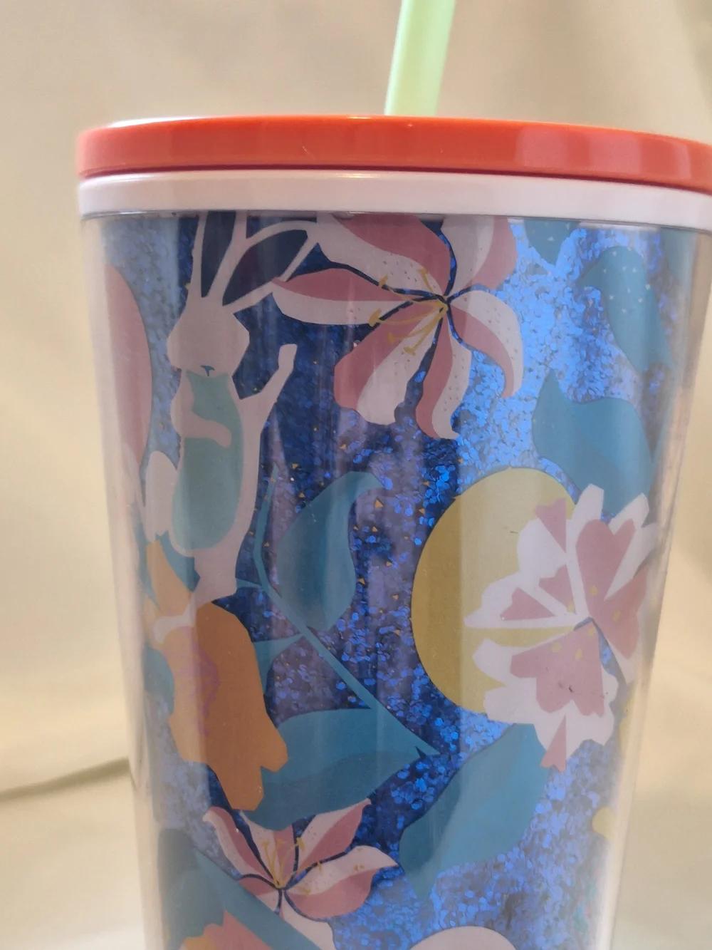 Starbucks 16 Oz Spring 2021 Yellow Bunny Blue Floral Reusable Cup